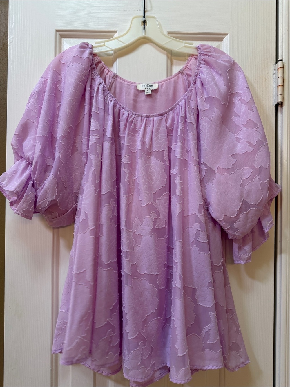 Umgee Lilac Puff-Sleeve Floral Tunic